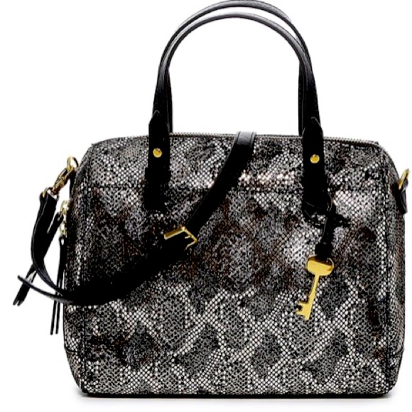 Fossil Handbags - Fossil  Rachael reptile metallic crossbody satchel
